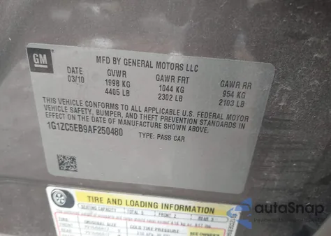 2010 Chevrolet Malibu Lt from USA, damaged, VIN 1G1ZC5EB9AF250480